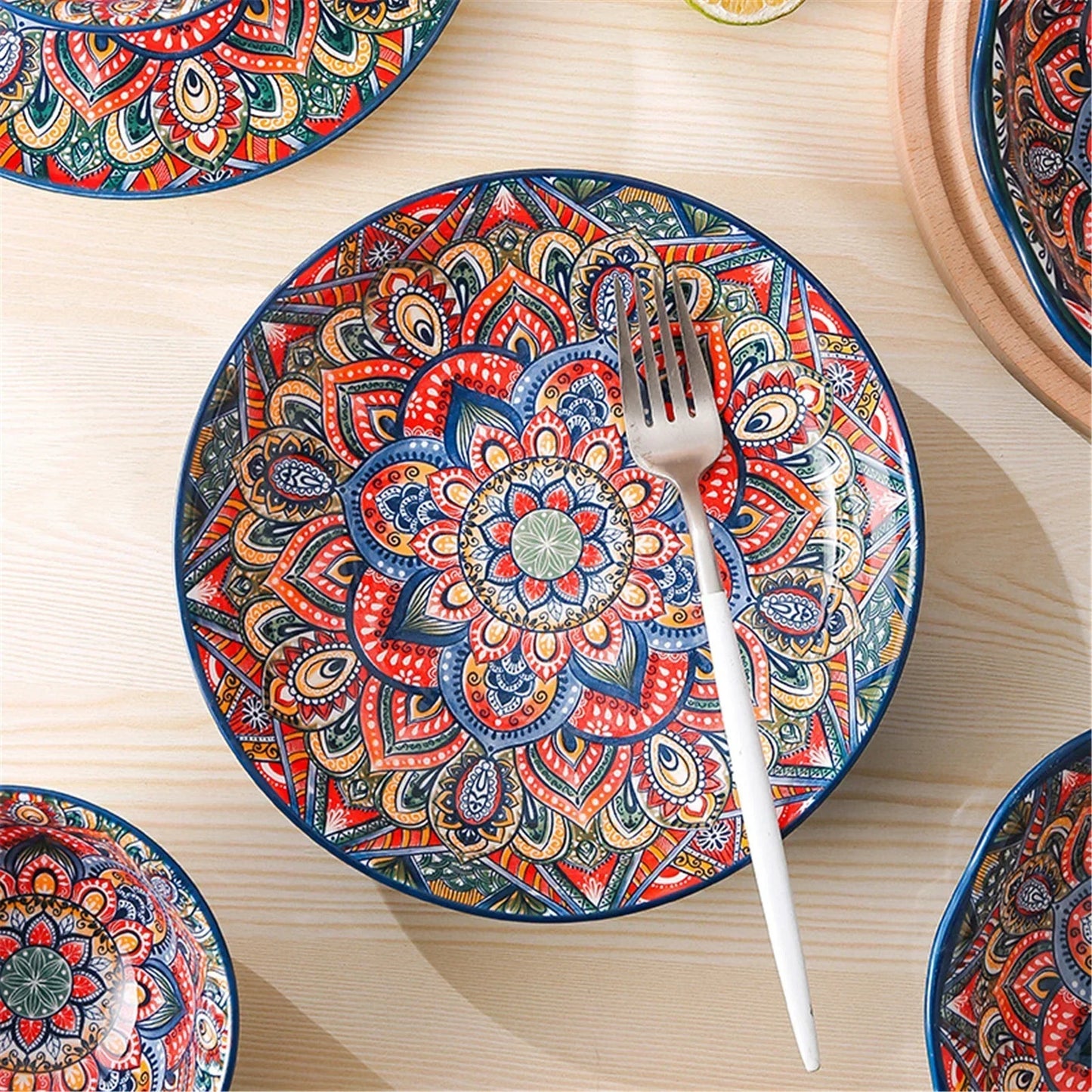 Bohemian Ceramic Dinnerware Set Floral Design