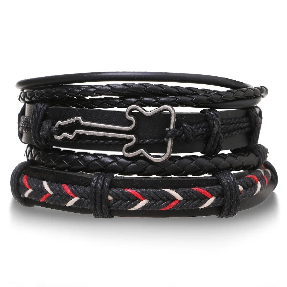 Braided Wrap Leather Bracelets for Men