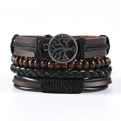 Braided Wrap Leather Bracelets for Men