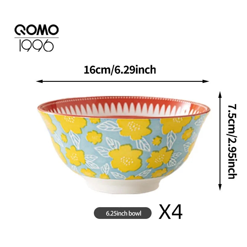 Ceramic Bowl Set Multicolored | Porcelain Dinnerware