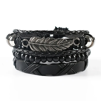 Braided Wrap Leather Bracelets for Men