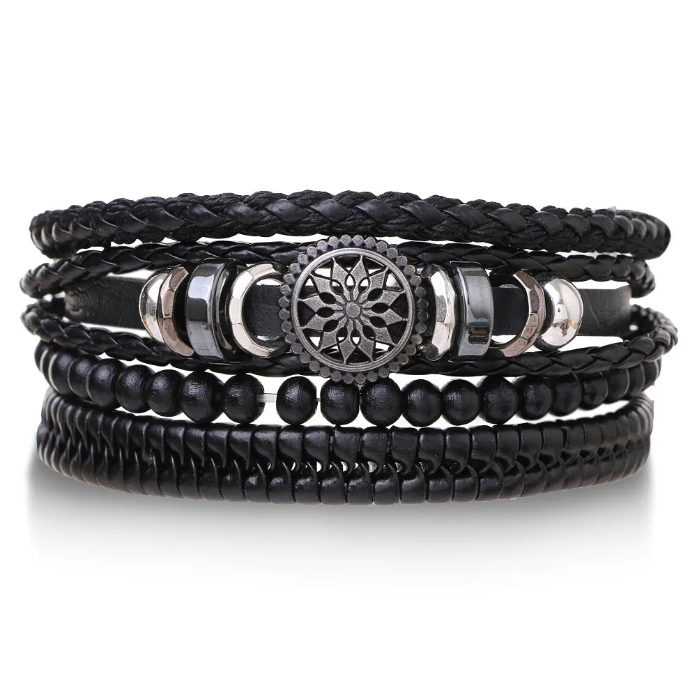 Braided Wrap Leather Bracelets for Men