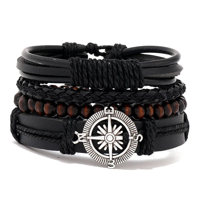 Braided Wrap Leather Bracelets for Men