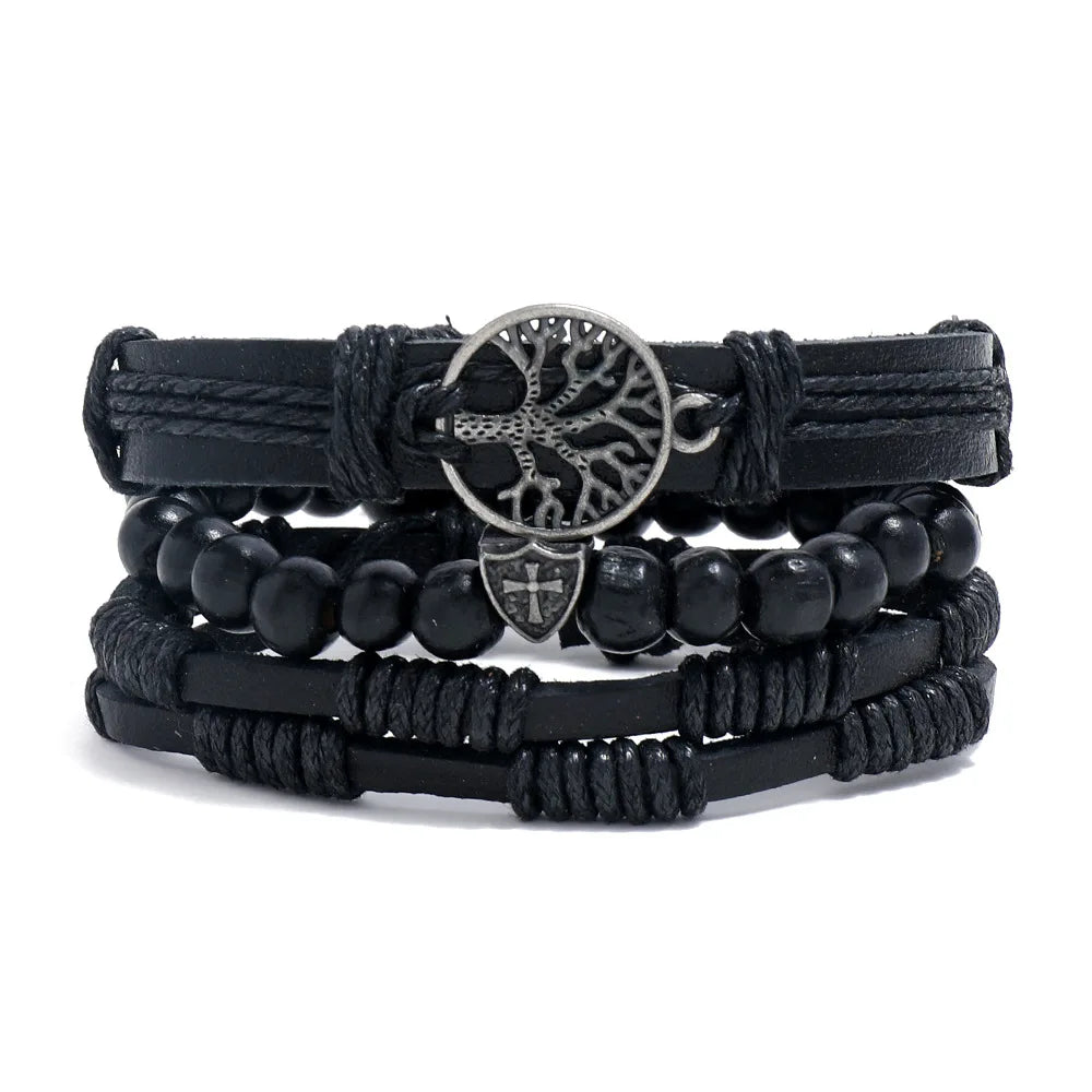 Braided Wrap Leather Bracelets for Men